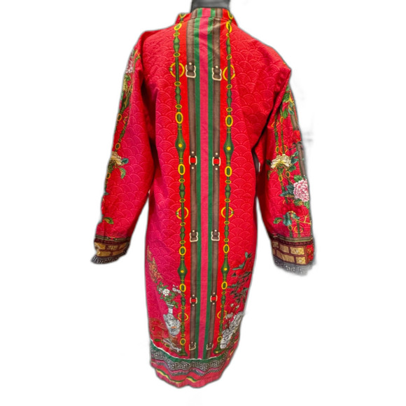 Khaadi Red Printed Cotton Tunic Dress Pearl Button Detail Size 10 - Picture 3 of 9